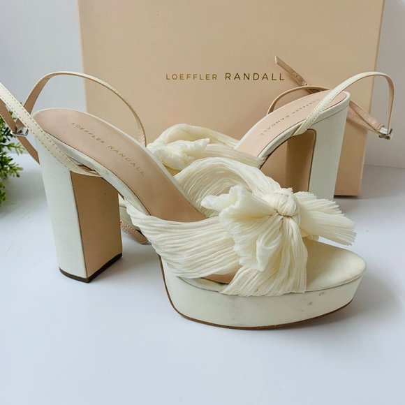 Loeffler Randall Natalia Platform Bow Heel Sz 9B Pearl White - Picture 1 of 16